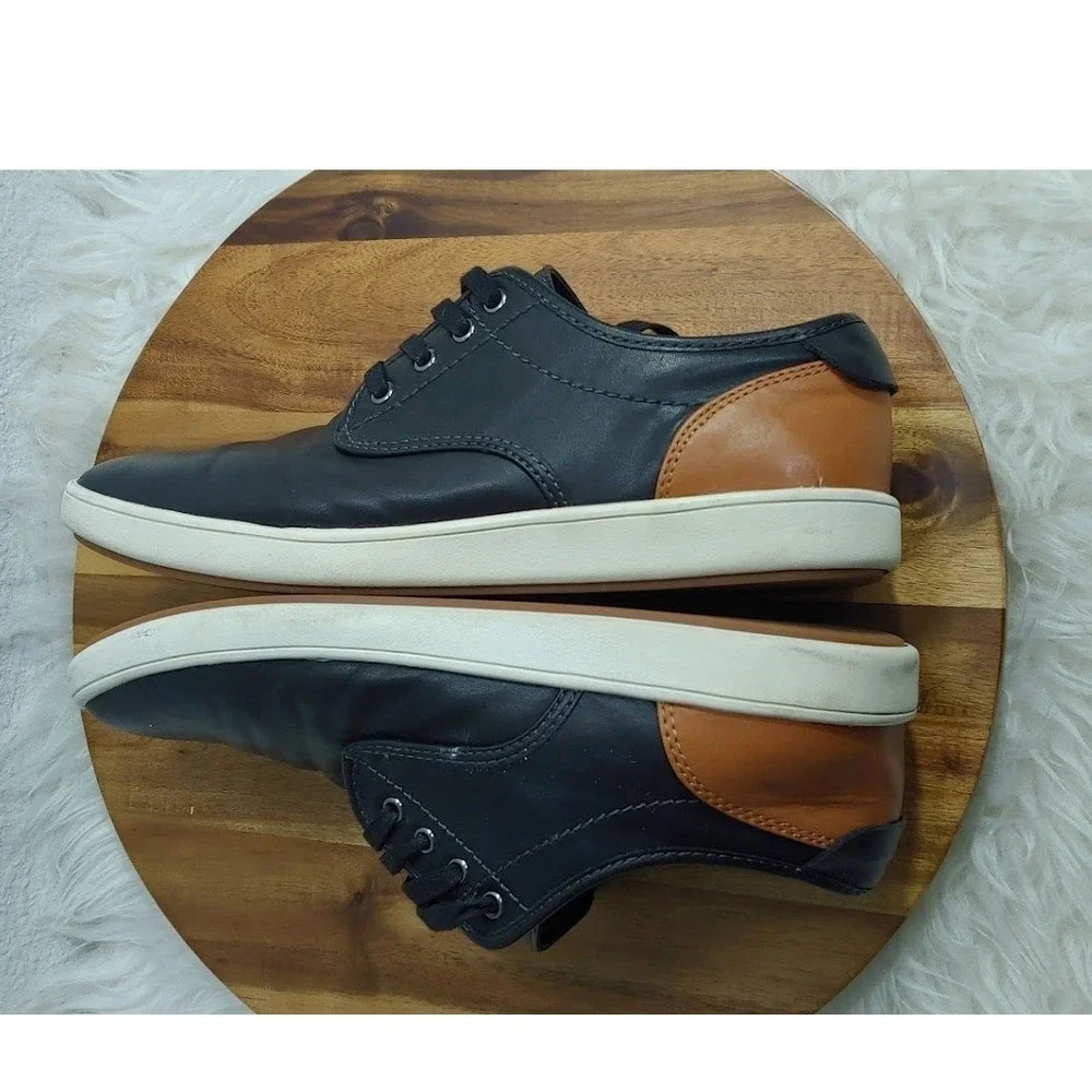 Steve Madden Men Black Tan Casual Sneakers‎ Low Top Lace Up Shoes 10M Office